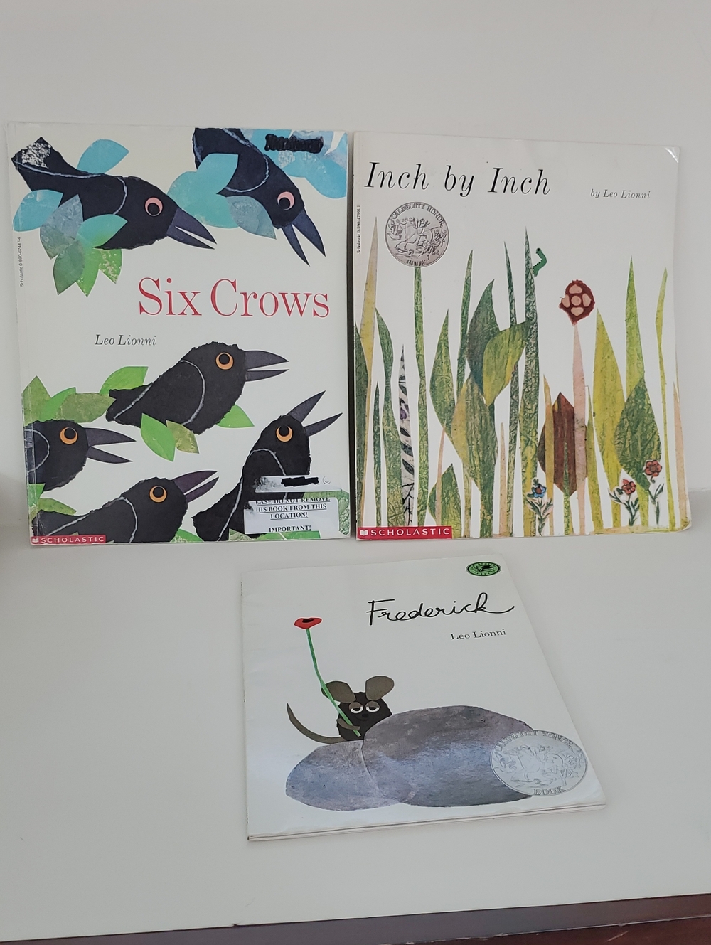 Lot Of 3 Leo Lionni Books: Frederick, Six Crows And Inch By Inch Paperbacks